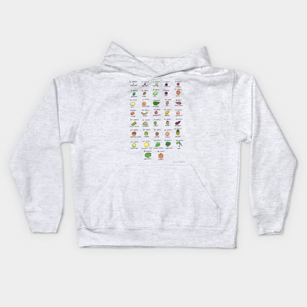 Baby size chart - fruit and veg Kids Hoodie by JennyGreneIllustration